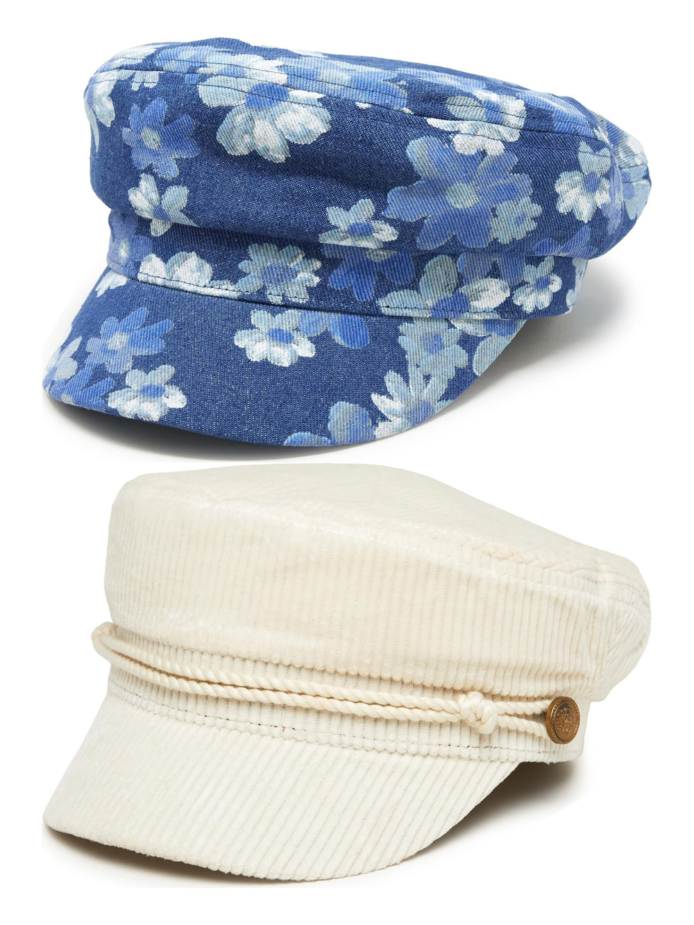 Greek Fisherman Newsboy Cap, Cotton Captains Bakerboy Hat | Blue, Tan | Size OS